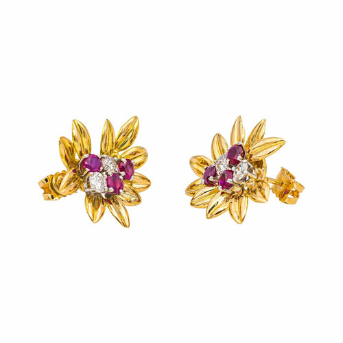 Boucles d'oreilles Boucles d'oreilles Or jaune Diamant, Rubis 58 Facettes 4973878CN