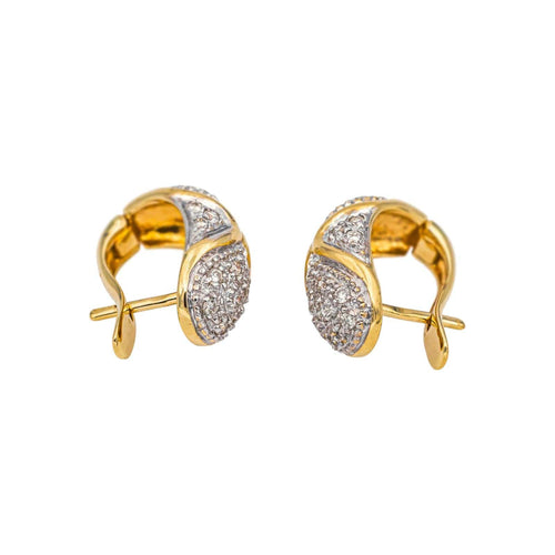 Boucles d'oreilles Boucles d'oreilles en or jaune et or blanc 18 carats, diamants 58 Facettes 5004223CN
