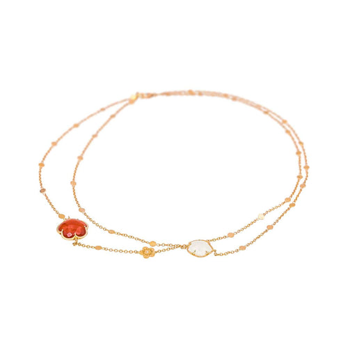 Collier Pasquale Bruni Bon Ton - Collier sautoir en or rose cornaline et quartz laiteux 58 Facettes 5087956RV