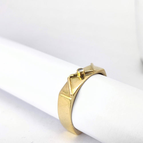 Bague 54 Bague en or jaune 18 carats avec diamant 58 Facettes 5623
