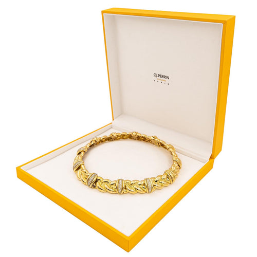 Collier O.J. Perrin - Collier ras-de-cou tressé en or jaune et diamants 58 Facettes 577638GD