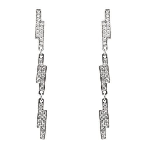 Boucles d'oreilles Dinh Van Seventies - Boucles d’oreilles en or blanc 18 carats et diamants 58 Facettes 577676GD