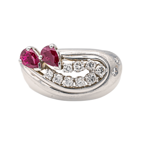 Bague 51 Bague en platine et or blanc 18 carats rubis et diamants 58 Facettes 578014CD