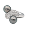 Bague 53 Bague Toi et Moi en or blanc 18 carats, perles et diamants 58 Facettes 578034CD