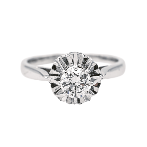 Bague 51 Bague solitaire en or blanc 18 carats avec diamant brillant 0,50 ct 58 Facettes 578058CD