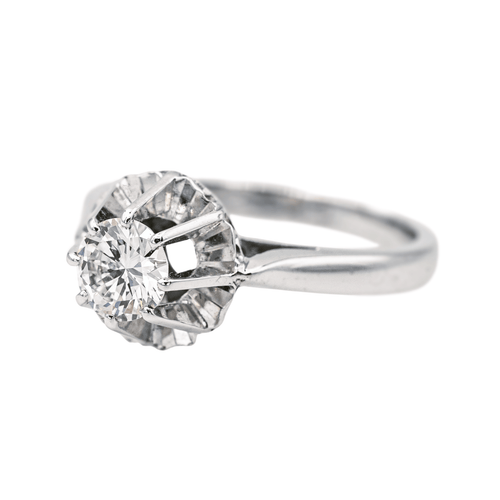 Bague 51 Bague solitaire en or blanc 18 carats avec diamant brillant 0,50 ct 58 Facettes 578058CD