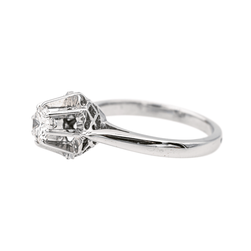 Bague 51 Bague solitaire en or blanc 18 carats avec diamant brillant 0,50 ct 58 Facettes 578058CD
