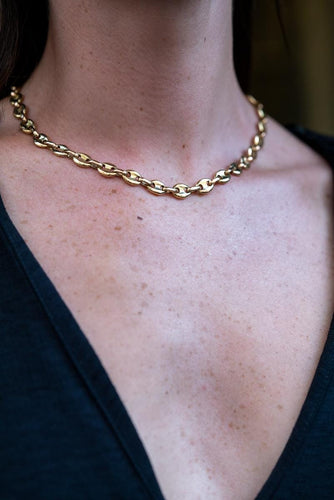 Collier Collier maille grain de café en or jaune et or rose 18 carats 58 Facettes 578109CD