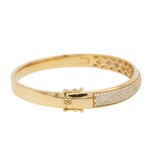 Bracelet Bracelet jonc rigide en or jaune 18 carats pavé de diamants 58 Facettes 578184CD