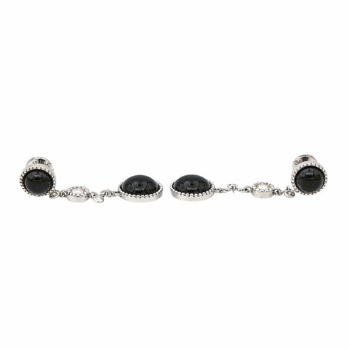 Boucles d'oreilles Susie Otero - Boucles d’oreilles pendantes en or blanc, diamants et onyx 58 Facettes 578248CD