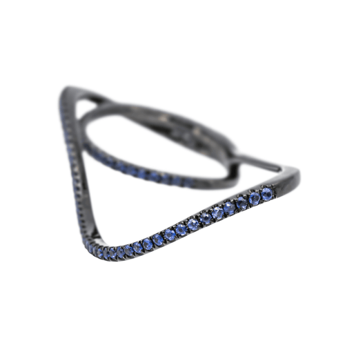 Bague 48 Eternamé Entrelacs - Bague deux doigts en or noir et saphirs 58 Facettes 578316CD