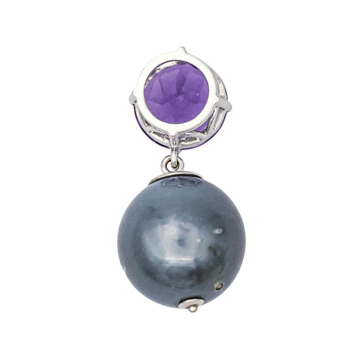 Pendentif Pendentif en or blanc 18 carats avec perle de Tahiti et améthyste 58 Facettes 578317CD