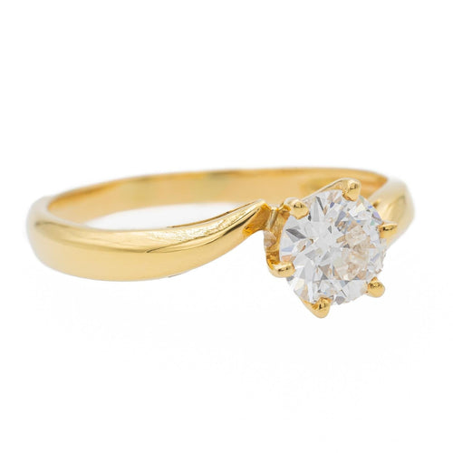 Bague 56 Bague solitaire - Diamant taille brillant en or jaune 18 carats 58 Facettes 578402CD