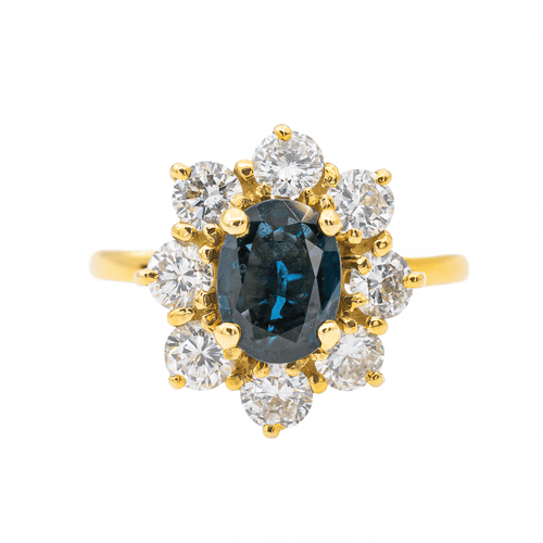 Bague 55 Bague en or jaune 18 carats avec saphir et diamants 58 Facettes 578410CD