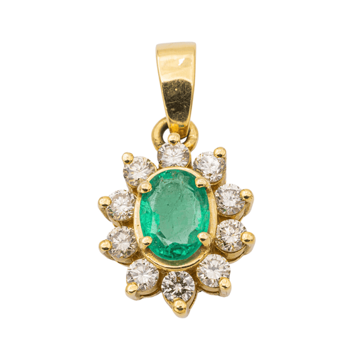 Pendentif Pendentif fleur en or jaune avec émeraude et diamants 58 Facettes 578560CD