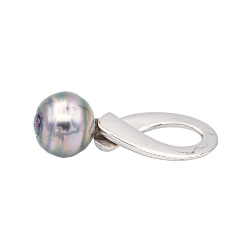 Pendentif Pendentif en or blanc 18 carats avec perle de Tahiti 58 Facettes 578617CD