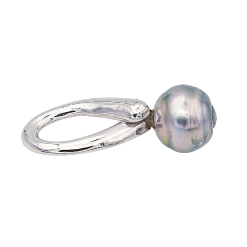 Pendentif Pendentif en or blanc 18 carats avec perle de Tahiti 58 Facettes 578617CD