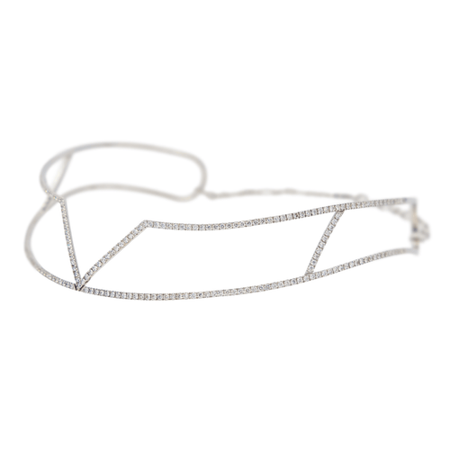 Collier Collier graphique ras-de-cou en or blanc 18 carats et diamants 58 Facettes 578797RV