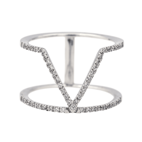 Bague 53 Bague graphique en or blanc 18 carats et diamants 58 Facettes 578818RV