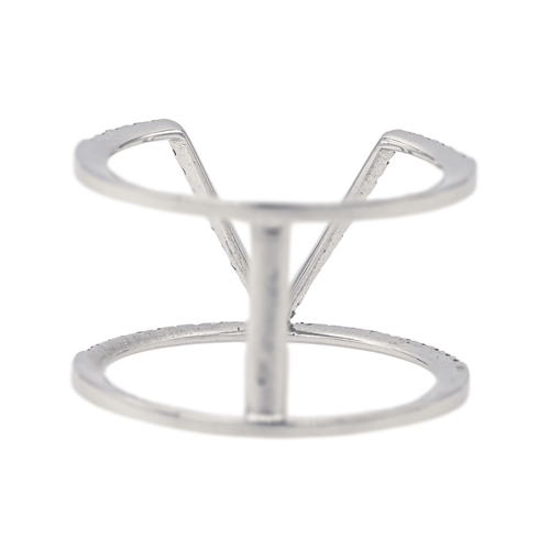 Bague 53 Bague graphique en or blanc 18 carats et diamants 58 Facettes 578818RV