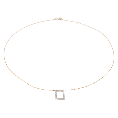 Collier Collier graphique motif rectangle en or blanc et or rose 18 carats diamants 58 Facettes 579205RV