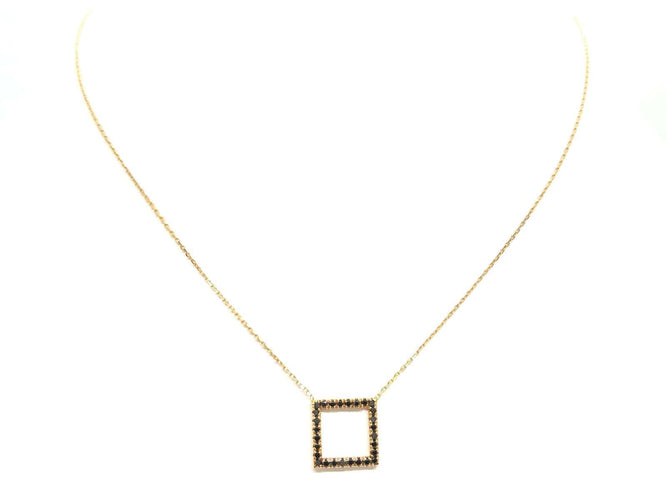 Collier Collier motif carré en or rose 18 carats et diamants noirs 58 Facettes 579210RV