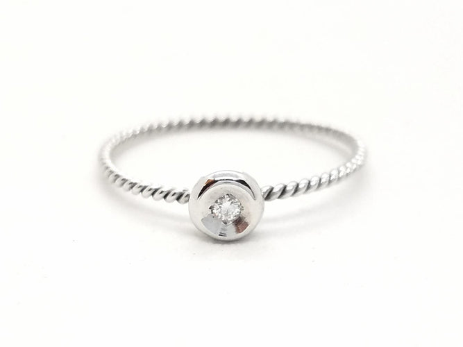 Bague 54 Bague en or blanc 18 carats avec diamant brillant 0,03 ct 58 Facettes 579277RV