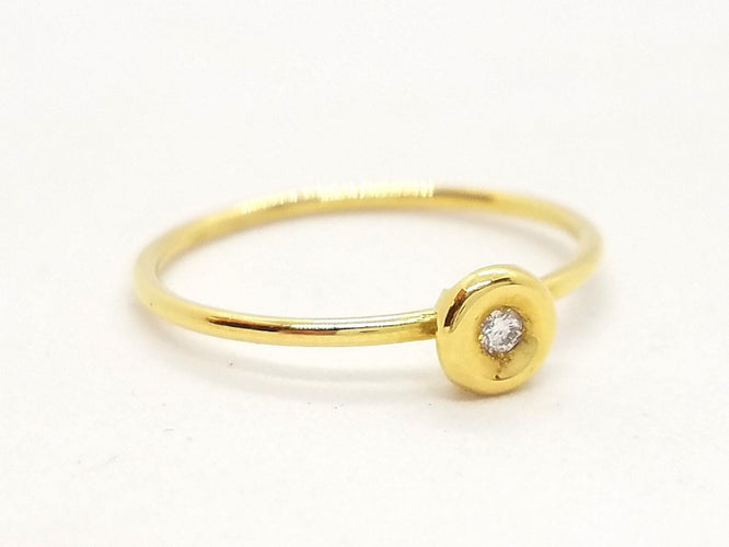Bague 52 Bague en or jaune 18 carats avec diamant taille brillant 58 Facettes 579280RV