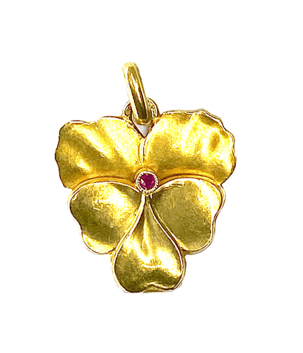Pendentif Pendentif ouvrant en or jaune Fleur Pensée 58 Facettes AB352