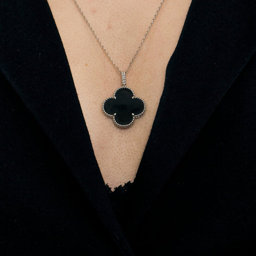 Collier VAN CLEEF & ARPELS - Magic Alhambra - Sautoir or blanc et onyx 58 Facettes DV0830-15