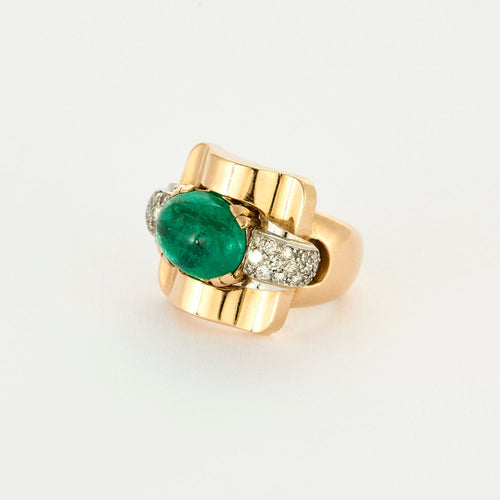 MELLERIO DITS MELLER - Bague Tank Or Jaune, Diamants, Emeraude 58 Facettes