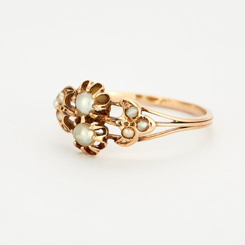 Bague 53 Bague ancienne en or jaune et perles 58 Facettes DV0608-4