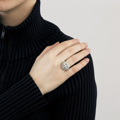 Bague 55 Bague "Dôme" en or blanc 18 carats et diamants 58 Facettes BO/230063/