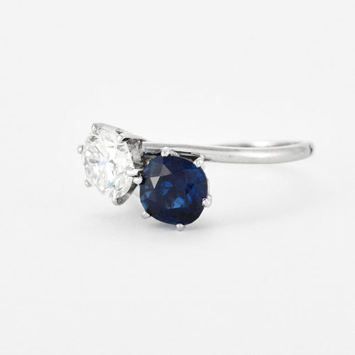 Bague 57 MELLERIO - Bague Toi & Moi Saphir Diamant 58 Facettes