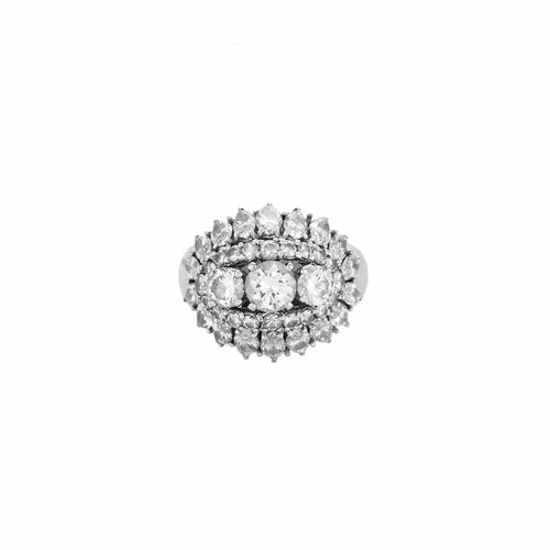 Bague 55 Bague "Dôme" en or blanc 18 carats et diamants 58 Facettes BO/230063/