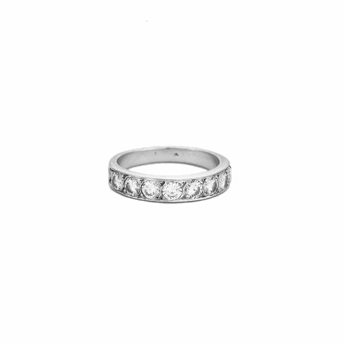 Bague 52.5 Bague alliance demi-tour en or blanc 18k et diamants 58 Facettes BO/240003/