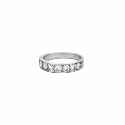 Bague 52.5 Bague alliance demi-tour en or blanc 18k et diamants 58 Facettes BO/240003/