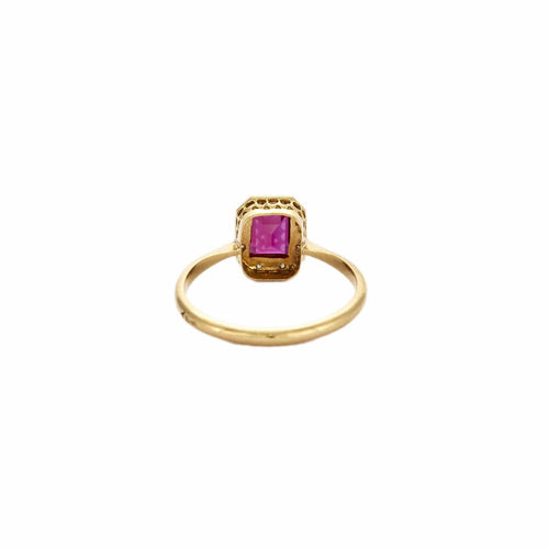 Bague 57 Bague octogonale sertie d’une pierre fuchsia en or jaune 18 carats 58 Facettes BO/230127