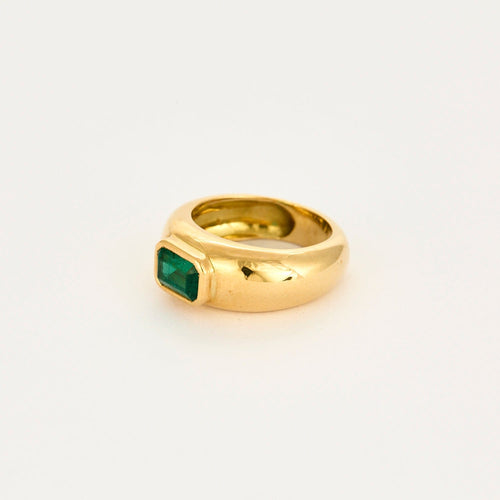Bague 57 Bague jonc en or jaune 18 carats avec émeraude 58 Facettes 1