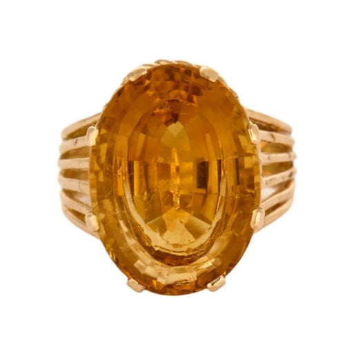 Bague 57 Bague or jaune et citrine 58 Facettes DV0730-3