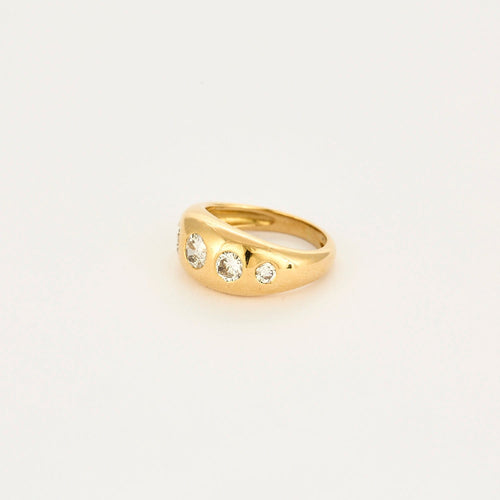 Bague 52 Bague jonc en or jaune 18 carats avec 5 diamants 58 Facettes