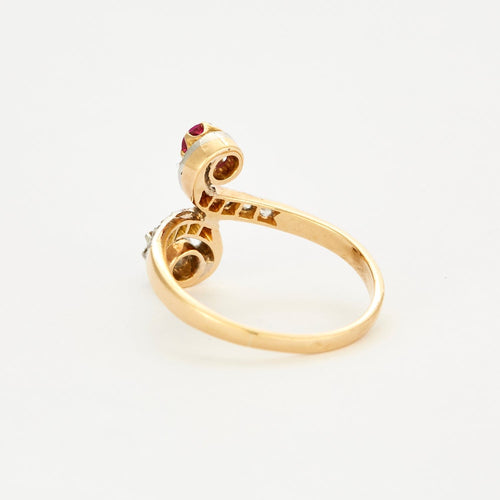 Bague 52.5 Bague - "Toi & Moi" rubis de synthèse et diamants 58 Facettes DV0608-8