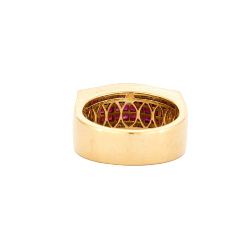 Bague 54 Bague Tank Art déco pavée de diamants en or jaune et rubis 58 Facettes BO/230060 RIV