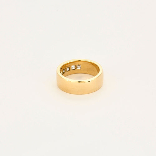 Bague 48 Bague bandeau en or jaune 18 carats et diamants taille princesse 58 Facettes