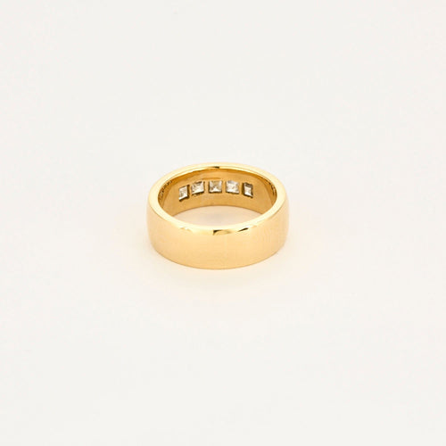 Bague 48 Bague bandeau en or jaune 18 carats et diamants taille princesse 58 Facettes