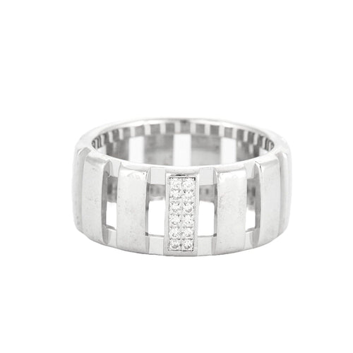 Bague 61 Chaumet - Bague bandeau Class One en or blanc et diamants 58 Facettes BO/230007 STA
