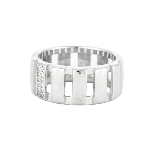 Bague 61 Chaumet - Bague bandeau Class One en or blanc et diamants 58 Facettes BO/230007 STA