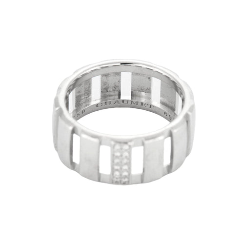 Bague 61 Chaumet - Bague bandeau Class One en or blanc et diamants 58 Facettes BO/230007 STA