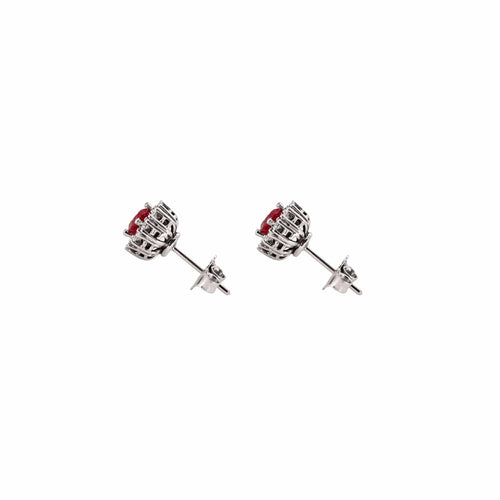 Boucles d'oreilles Puces d’oreilles entourage en or blanc et diamants, rubis 58 Facettes BO/230031 NSS