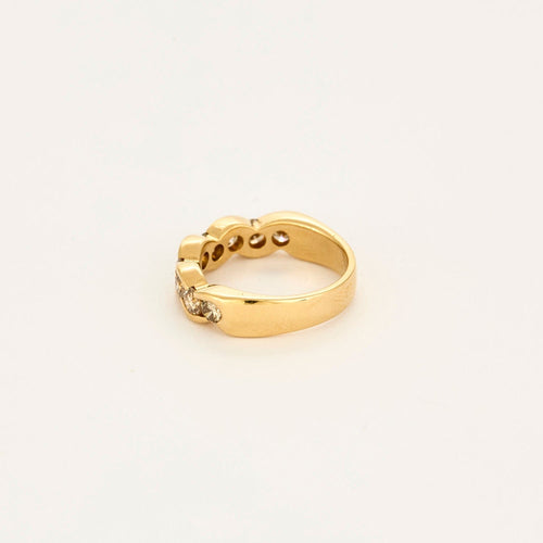 Bague 48 Demi-alliance nattée en or jaune 18 carats et diamants 58 Facettes